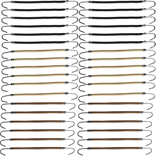 NSBELL 36PCS Elastic Hook Hair Tie Styling Ponytail Holder Hooks Hair Cord (Black, Coffee and Apricot)