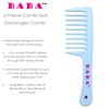 BABA - 2 Piece Diamond Crystal Wide Tooth Comb – Combs for Women, Hair Comb, Detangles Wet or Dry Hair, Detangling Comb, Wide Tooth Comb for Curls, Detangling Brush (White Black)
