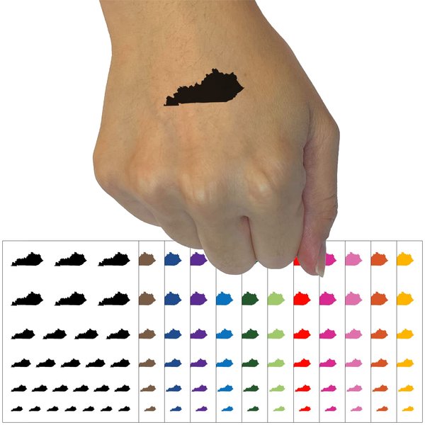 Kentucky State Silhouette Temporary Tattoo Water Resistant Fake Body Art Set Collection - Purple (One Sheet)