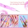 French Manicure Brush -Two Way Nail Art Brush with Dotting Manicure Tool for Manicure Cuticle Clean Up Nail Art Design- Professional Nail Salon Quality Brush, Nail Dotting Pen (10#, Pink)