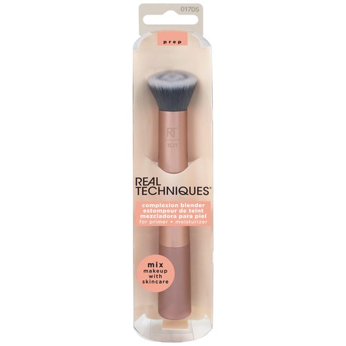 Real Techniques Complexion Blender Makeup Brush, Professional Foundation, Primer, & Moisturizer Face Brush, Uniquely-Cut Synthetic Bristles, Skincare & Makeup Tool, Vegan & Cruelty-Free, 1 Count