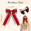 Giantree 2 Pcs Red Lace Hair Bow Clips for Women, Cute Lace Hair Bows Clips with Long Tail Ribbon for Wedding Halloween Gothic Dress Decor Accessories Gift