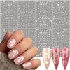 8 Sheets Heart Nail Stickers - White Love Nail Decals, Heart Nail Art Stickers for Valentine's Day 3D Self-Adhesive Designs Simple Stylish French Heart Nail Charms for Women Girls DIY Nail Decoration