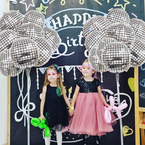Disco Ball Balloons, 6 PCS, Disco Balloons, Disco Party Decorations, 22 Inch 4D Silver Disco Balloons, Disco Ball Decorations, Disco Ball Balloon, Disco Party Supplies, 70s 80s 90s Party Decorations