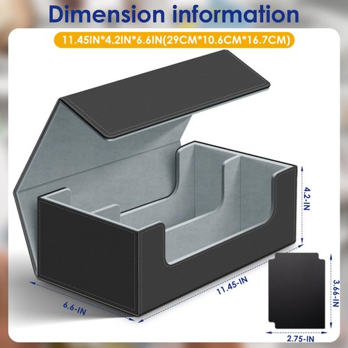 Homthy 1200+ Card Deck Case for Trading Cards, Leather Magnetic Closure Commander Card Storage Box Magic Card Protectors Fit for Sports Cards, Game Card Standard Cards (Grey)