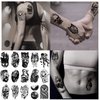 72 Sheets Half Sleeve Temporary Tattoos for Men Women Adults, Tiger Wolf Flower Skull Realistic Temporary Tattoo Stickers for Halloween, Black 3D Rose Animals Fake Tattoos
