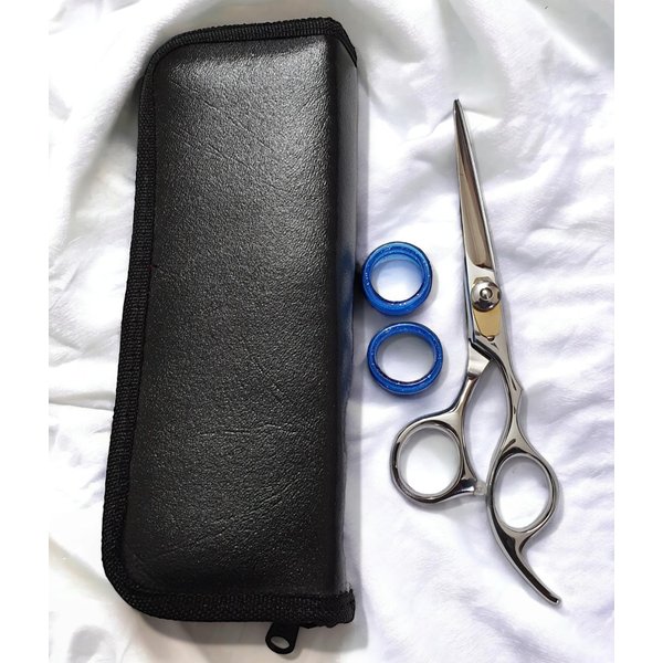 Generic Professional 7"" Barbar Scissor for Precision Cuts & Superior Results - Japanese J2 (420) Steel, Ergonomic Design, 2 Rings and Free Pouch Included!""
