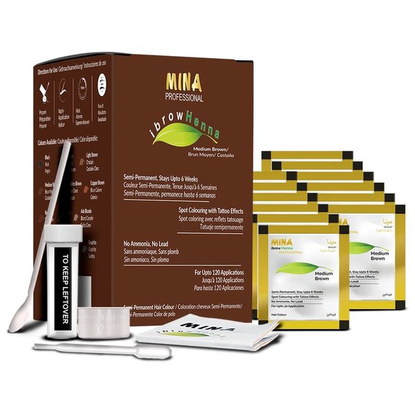 Mina ibrow Hair Color Refill Pack Medium Brown|Natural Spot coloring and Professional Hair Tinting Powder, Water and Smudge Proof | No Ammonia, No Lead with 100% Gray Converge