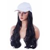 NJJYXH White Hat Wig for Women Long Wavy Baseball Cap Wig with Curly Hair Extensions Synthetic Black Wig Adjustable Baseball Hat