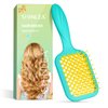 SHINLEA Vented Detangler Hair Brush for Curly Thick Hair, Women Hairbrush with Soft Wave-Shaped Bristles, Curl Detangling Brush for Swimming Beach (Yellow & Blue)