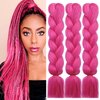 HAIRCUBE Hot Pink Braiding Hair 24 Inch 3 Packs Pre Stretched Box Braids Colorful Twist Braiding Hair Extensions Synthetic Crochet Braiding (Hot Pink)