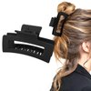 WLLHYF 3.5 Inch Square Hair Claw Clips Non-slip Matte Barrettes Strong Hold Jaw Hairpins Medium Banana Clamps Rectangle Hair Styling Accessories for Women Girls Thick Thin Hair (Black)
