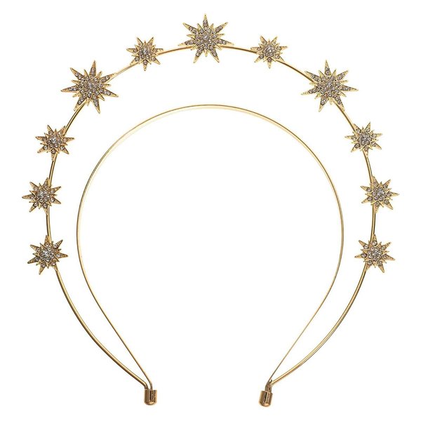 HYXITVCG Goddess Halo Crown for Women, Gold Stars Goddess Crown Headband for Women, Halo Headband Giltter Rhinestone Halo Crown Headband, Gold Crown Hair Band for Women Girls Bridal Wedding Headpiece