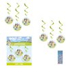 Bluey Birthday Party Supplies Bundle Pack includes Hanging Swirl Decoration - 6 Count with 1 Dinosaur Sticker Sheet