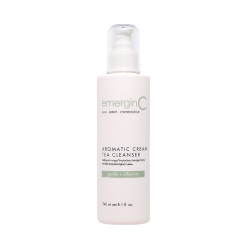 emerginC Aromatic Cream Tea Cleanser - Soothing Gentle Face Wash with Green Tea, Chamomile + Rose for Minor Redness, Removing Dirt, Makeup + Excess Oil (8.1 oz, 240 ml)
