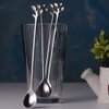 AnSaw Long Handle 7.4-Inch Leaf Teaspoons set, 6 Pcs Silver Stainless Steel Coffee stirring spoon