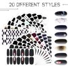 20 Sheets 280 Pieces Black Nail Wraps Self Adhesive Full Cover Nail Decals Art Nail Polish Stickers Halloween False Nail Decals Manicure Stickers with 2 Pcs Nail Files for Girls Women(Chic Style)