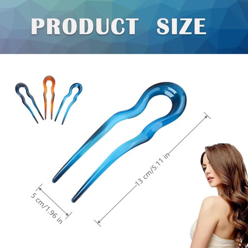 3 PCS U Shaped Hair Pins Vintage French Pins French Hair Forks French Hair Pin U-shape Hairstyle Accessories for Women Girls