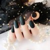 Umillars 24pcs Pure Color Coffin Nails Matte False Gel Nails Art Tips Sets Full Cover Medium False Nails for Ballerina Cosplay Office Lady (Black)