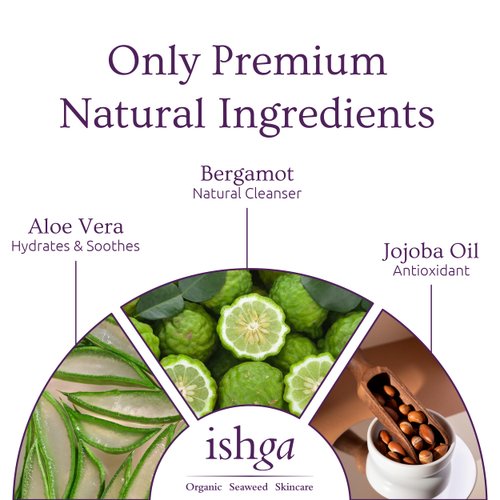 Ishga Facial Cleanser | Natural & Organic Skincare | Scottish Seaweed | For All Skin Types | Hydrating Cleansing Lotion for Face | Cocoa Butter, Jojoba Oil | Vegan, Cruelty-Free | 3.38fl oz (100ml)