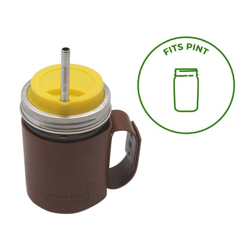 Medium Safer Rounded End Stainless Steel Metal Straws for Pint Mason Jars, Medium Cups, or Pint Glasses (4 Pack + Cleaning Brush + Bag)