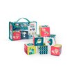 Miniland Feel to Learn Soft Rattle Cubes Set for Infant and Toddlers. Stackable Soft subes with Multicolored Designs.