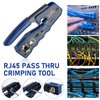 RJ45 Crimp Tool Kit Pass Thru Ethernet Crimper for Cat5e Cat6 Cat6a 8P8C Modular Connectors, All-in-One Cat6 Crimping Tool and Tester(9V Battery Not Included)