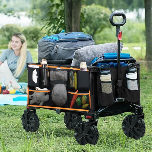 Universal Stroller Wagon Accessories for 4 Seater Wagon or 2 Seater, Adjustable Stroller Wagon Organizer with 10 Pockets, Wide Compatibility Wagon Sorting Cargo Net Bag(Product Not Including Cart)