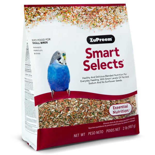 ZuPreem Smart Selects Bird Food for Small Birds, 2 lb - Everyday Feeding for Parakeets, Budgies, Parrotlets
