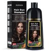 KINGMING Dark Brown Hair Dye Shampoo 3 in 1, Hair Color Shampoo for Women Men Grey Hair Coverage, Herbal Ingredients Champu Con Tinte Para Canas 500ml (Dark Brown)
