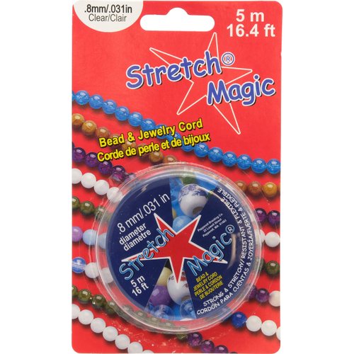 Stretch Magic Bead & Jewelry Cord - Strong & Stretchy, Easy to Knot - Clear Color - 0.8mm diameter - 5-meter (16.4 ft) spool - Elastic String for making beaded jewelry