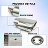 Stainless Steel Car Exhaust Tip, 2.5" to 3.3" Adjustable Car Decoration Chrome-Plated Finish Exhaust Tailpipe, Universal Car Exhaust Pipe Modification Tail Throat Tail Pipe (Silver #Straight)