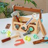Wooden Kids Tool Set, STEM Educational Preschool Learning Toys for Kids, Educational Toys for Girl Boy Age 3 4 5 6 (Dark Brown)
