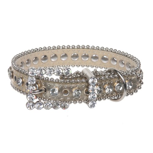 beltiscool 3/4" (20 mm) Metallic Rhinestone Dog Collar Size: M: 11"-13" Neck Color: Gold