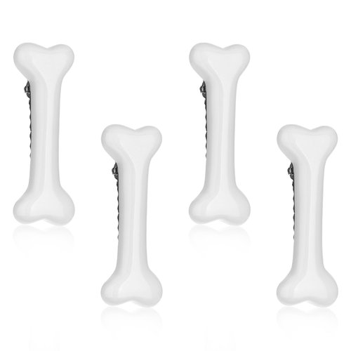 Mabor 4Pcs Bone Hair Clip White Bones Hairpins for Women Girls Hair Accessories for Cosplay Costume Party Daily Wear Hair Pins for Kids White Dog Bone Alligator Clips