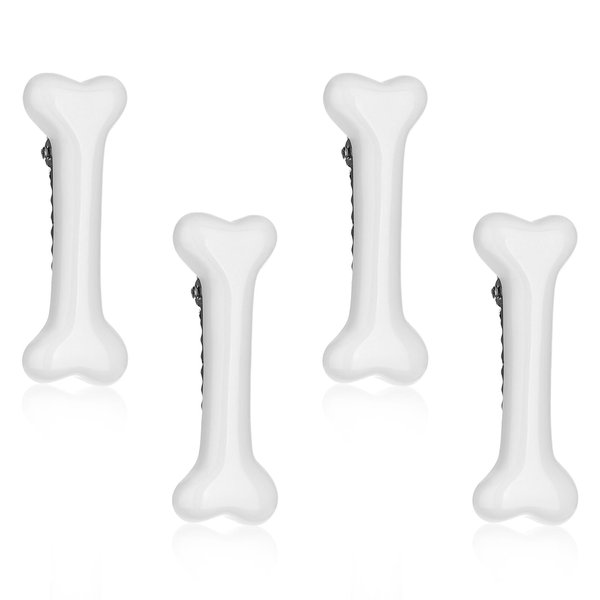 Mabor 4Pcs Bone Hair Clip White Bones Hairpins for Women Girls Hair Accessories for Cosplay Costume Party Daily Wear Hair Pins for Kids White Dog Bone Alligator Clips
