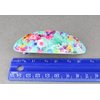 Aqua pink green barrette floral oval plastic curved hair clip 3.25 inches long 1.25 inches wide flowers