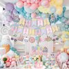Comic Sweet Ice Cream Donut Birthday Party Decor, Cartoon 2D Comic HAPPY BIRTHDAY Party Banner Cake Toppers Balloons for Kids Awesome Ice Cream Theme Birthday Party Girls Candy Birthday Party Supplies