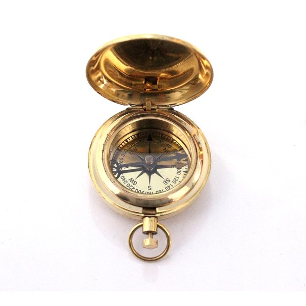 collectiblesBuy Handmade Brass Compass Nautical Collectible Retro Style Pocket Compass Decorative Gift Small Brass Finish Compass Push Button
