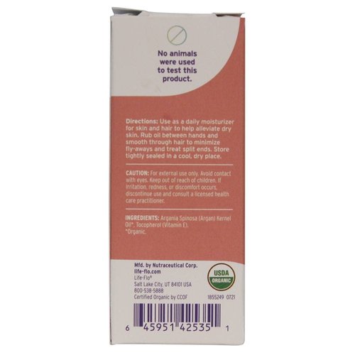 LIFE-FLO Pure Argan Oil | Certified Organic, Cold Pressed | Intensify Hair Shine and Softness & Minimize Split Ends | Skin Moisturizer | 4oz