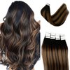 Tape in Hair Extensions Real Human Hair Ombre Natural Black to Honey Blonde Remy Human Hair Extensions 24 Inch 20pcs 50g Tape ins Hair Extensions Straight Seamless Tape in Extensions Full Thick Ends