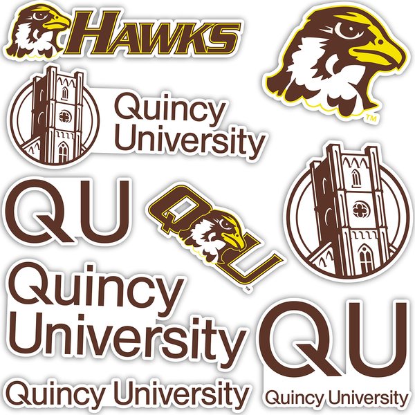 Desert Cactus Quincy University Stickers Hawks QU Vinyl Decals Laptop Water Bottle Car Scrapbook T2 (Type 2)