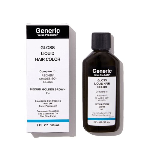 Generic Value Products 6G Medium Golden Brown Demi-Permanent Gloss Liquid Hair Color, Adds Gloss for Healthy Looking Hair, Refreshes Color, Tones for a Beautiful Finish, 2 Fl Oz