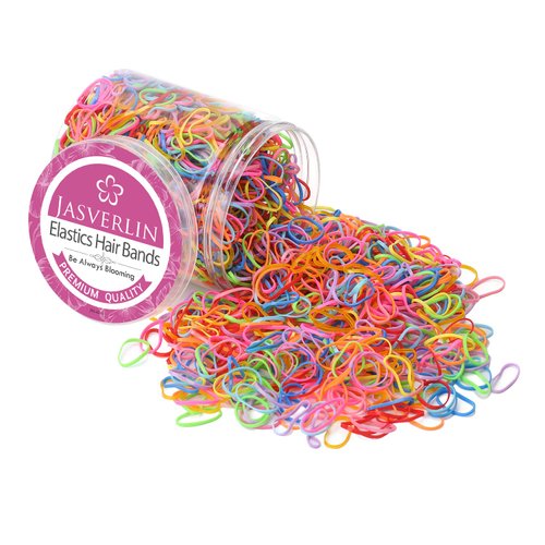 JASVERLIN Colorful Hair Elastic Bands, Mini Multicolor Rubber Bands Hair Toddler Baby Hairstyles Girl Ponytails 1000pcs