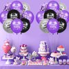 RUMIA Purple Birthday Balloons 24Pcs Purple Black Silver Happy Birthday Latex Balloons Confetti Balloons with Ribbons Set for Girls Women Men Birthday Anniversary Party Decorations Supplies 12 inches