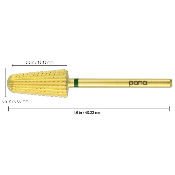 Upgraded PANA Volcano Nail Carbide Bit - Two Way Rotate use for Both Left and Right Handed use - Fastest remove Acrylic or Gel – For Manicure Drill Machine - 3/32" (Coarse - C, GOLD)