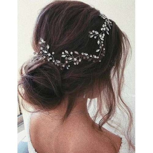 Anglacesmade Bridal Crystal Hair Vine Branch Rhinestone Headband Opal Wedding Headpiece for Bridesmaid Bride Prom Party Festival Hair Weaths for Women and Girls (Rose gold)