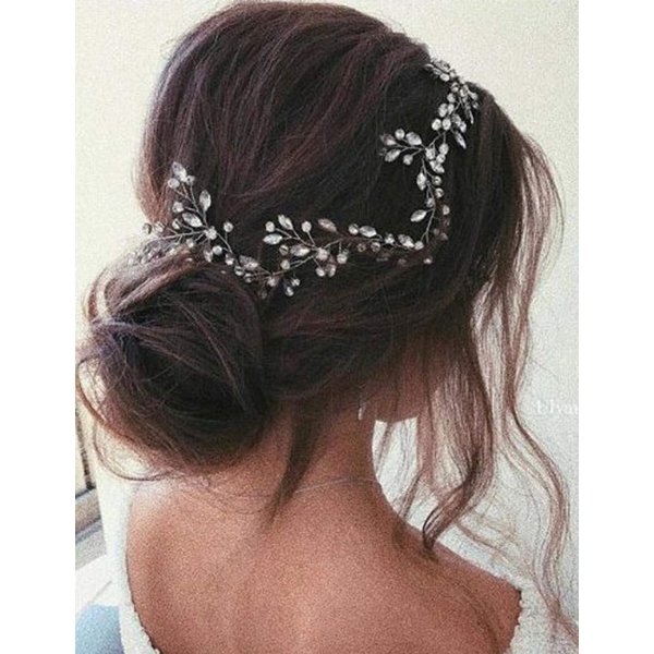 Anglacesmade Bridal Crystal Hair Vine Branch Rhinestone Headband Opal Wedding Headpiece for Bridesmaid Bride Prom Party Festival Hair Weaths for Women and Girls (Rose gold)
