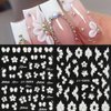 Flower Nail Art Stickers Decals, White Flower Petal Nail Stickers for Nail Art, 5D Embossed Floral Butterfly Design Nail Decals Flower Nails Adhesive Slider for Summer Nail Art Decorations Supplies