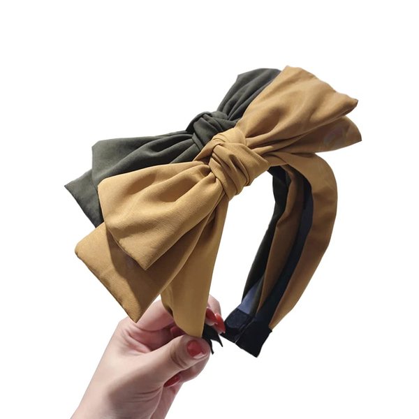 Wiwpar Knotted Bow Headbands for Women Fashion Cute Knot Headband Hair Bands Solid Bow Hair Accessories for Women Girls (Olive Green)